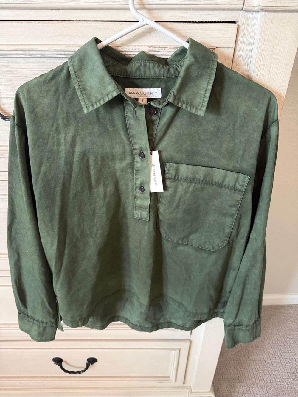 Banana Republic Dark Green Popover Shirt